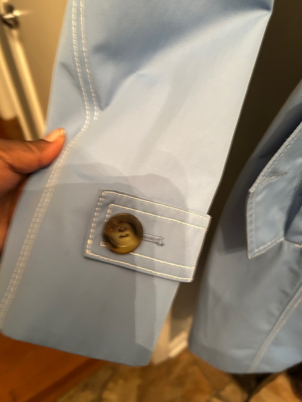 Michael Kors Light Blue Double-Breasted Trench Coat with Belt - Picture 3 of 5